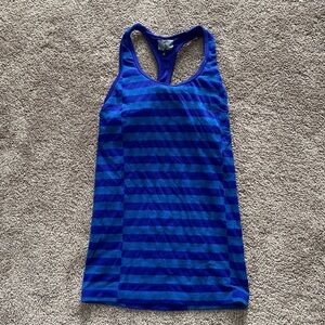 Athleta Blue Striped Racerback Tank Top Athletic Workout Yoga Activewear SIZE S